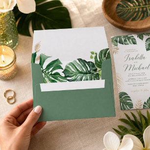 Budget Tropical Palm Leaves Wedding A7 Envelope