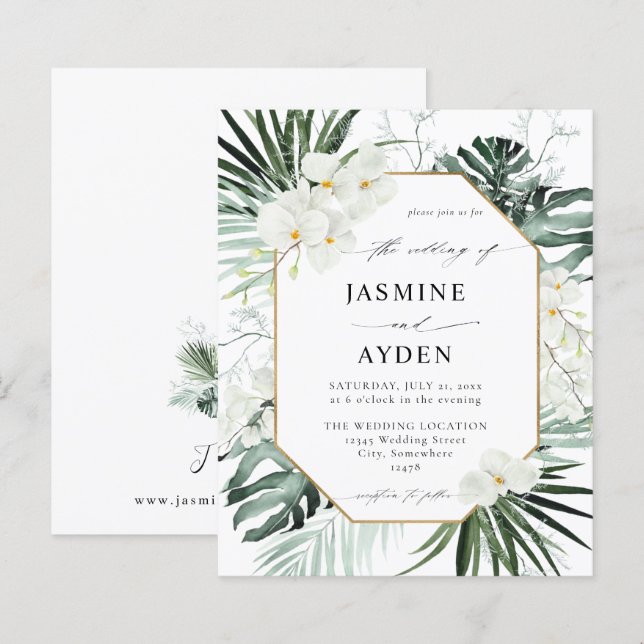 Budget Tropical Palm & White Floral Wedding (Front/Back)