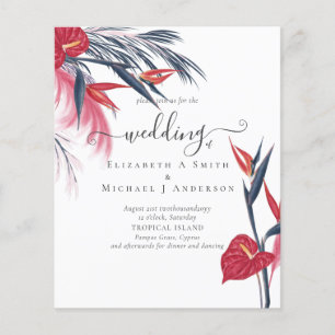 BUDGET  Tropical Pampas Grass Navy Berry Wedding Flyer