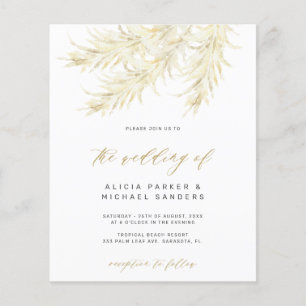 Budget tropical pampas grass wedding invitation flyer