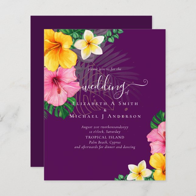 BUDGET Tropical Paradise Beach Wedding Florals (Front/Back)