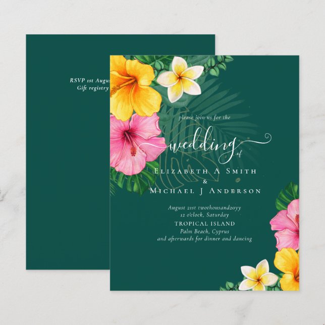 BUDGET Tropical Paradise Beach Wedding Florals (Front/Back)