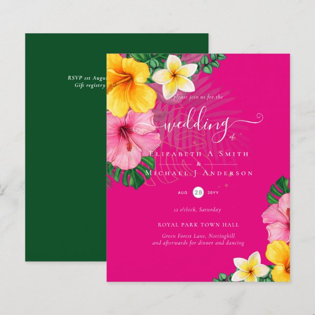 BUDGET Tropical Paradise Beach Wedding Florals (Front/Back)