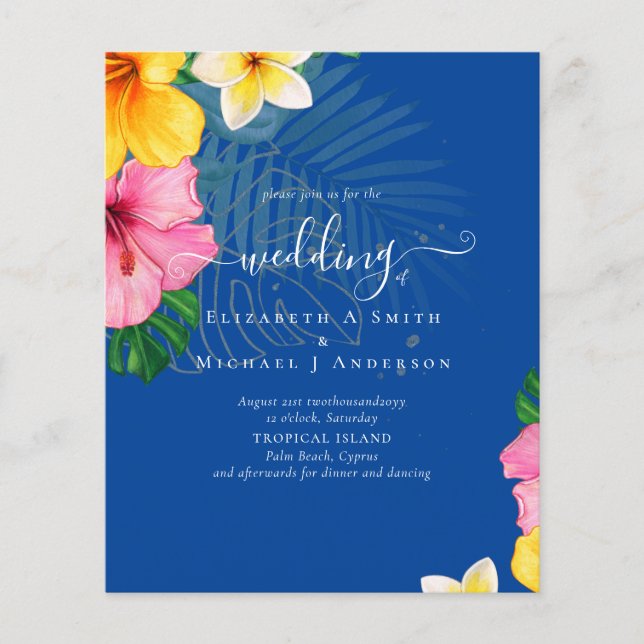 BUDGET Tropical Paradise Beach Wedding Florals Flyer (Front)