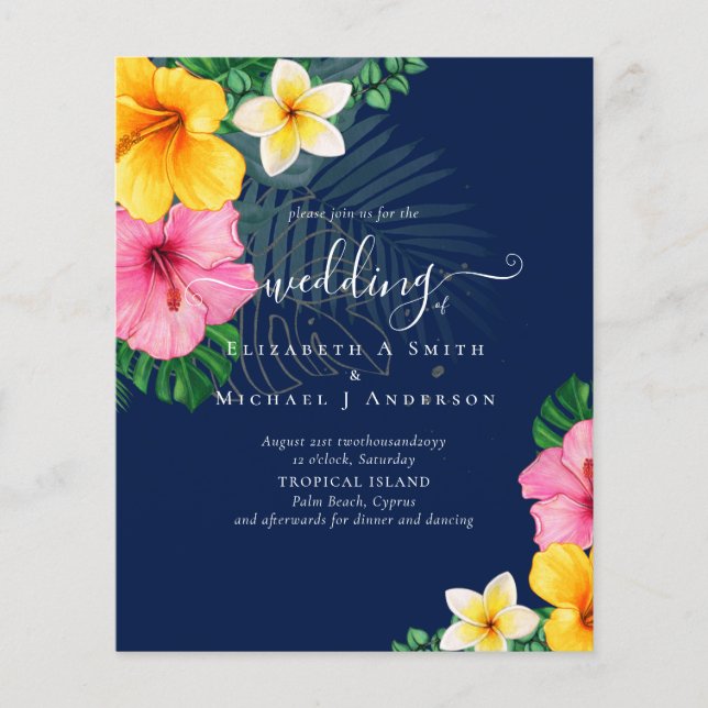 BUDGET Tropical Paradise Beach Wedding Florals Flyer (Front)