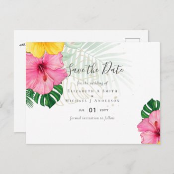 Budget Tropical Paradise Beach Wedding  Florals Postcard by invitationz at Zazzle