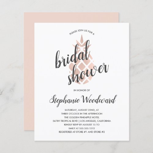 Budget Tropical Pineapple Bridal Shower Invitation