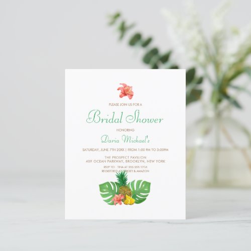 Budget Tropical Pineapple Bridal Shower Invitation