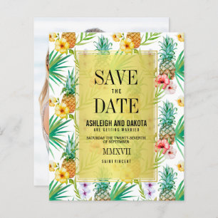 Budget Tropical Pineapple & Hibiscus Save The Date