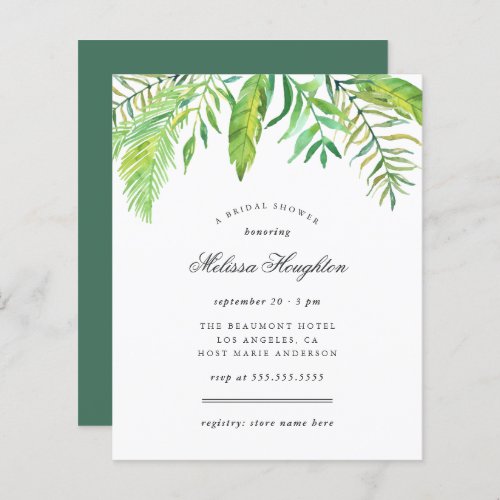 Budget Tropical Watercolor Leaves Bridal Shower