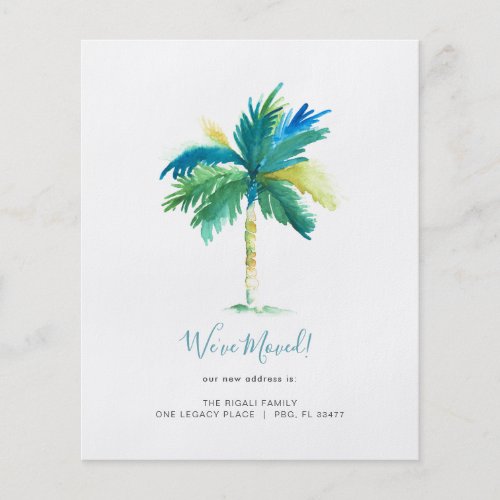 Budget Tropical Watercolor Palm Tree Moving Flyer