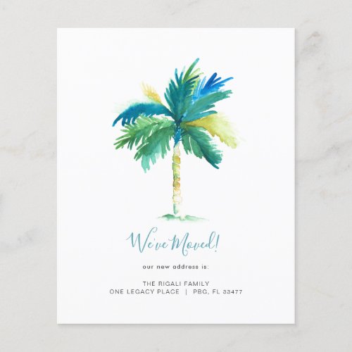 Budget Tropical Watercolor Palm Tree Moving Flyer