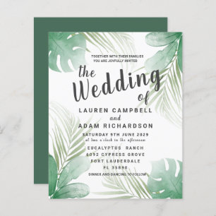 Budget Tropical Watercolor Wedding Invitation