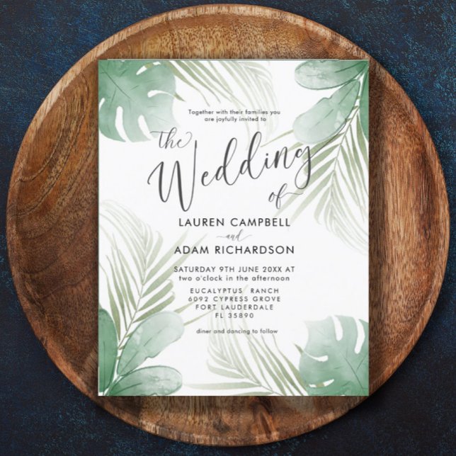 Budget Tropical Watercolor Wedding Invitation (Creator Uploaded)