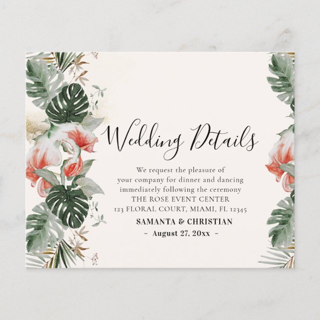 Budget Tropical Wedding Details Enclosure Cards Flyer (Front)