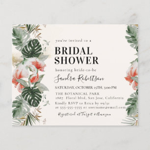 Budget Tropical Wedding Palm Bridal Shower Flyer