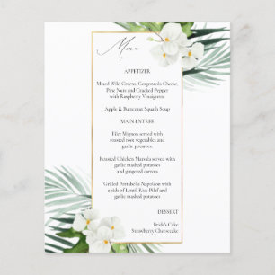 Budget Tropical White Floral Menu Flyer