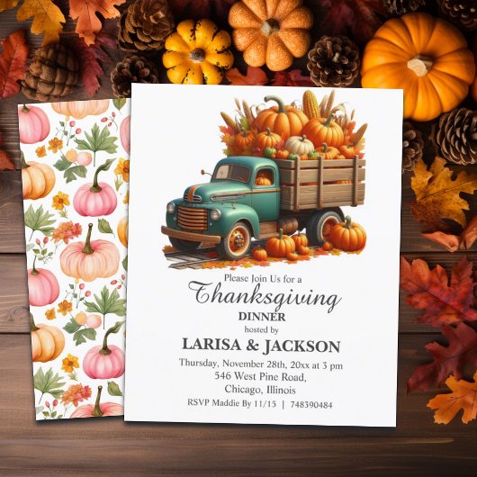 Budget Truck with Pumpkins Thanksgiving Invitation