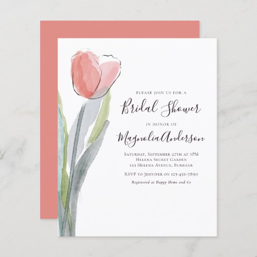 Budget Tulip Bridal Shower Invitation