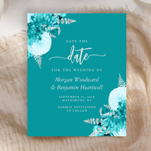 Budget Turquoise Floral Wedding Save the Date