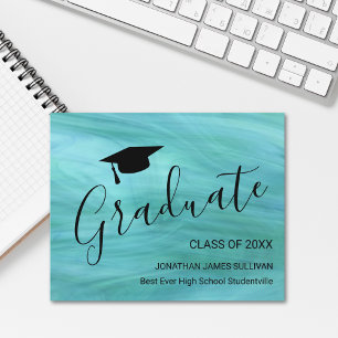 Budget Turquoise Graduation Announcement