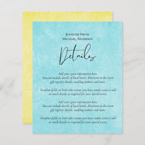 BUDGET Turquoise Yellow Script Wedding