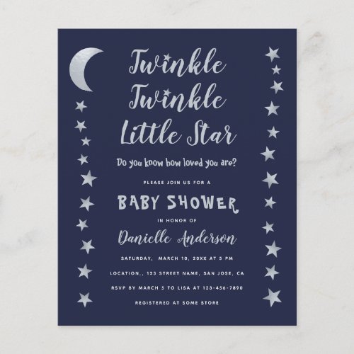 Budget Twinkle Little Star Baby Shower Invitation