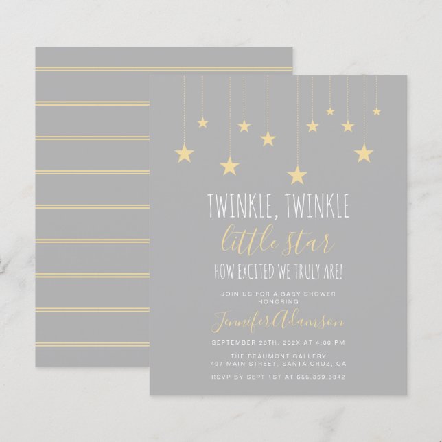 Budget Twinkle Little Star Baby Shower Invitation (Front/Back)