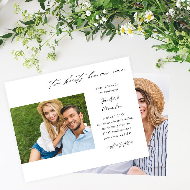 Budget Two Hearts Two Photo Calligraphy Wedding  Flyer (Creator Uploaded)