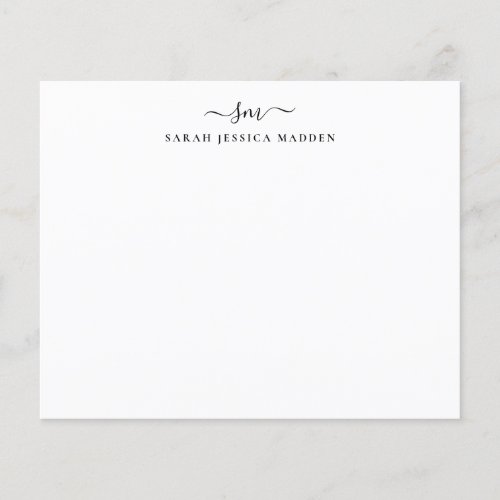BUDGET Two Monogram Girly Script Swash Note Card
