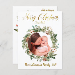 Budget Two Photo Collage Gold Merry Christmas