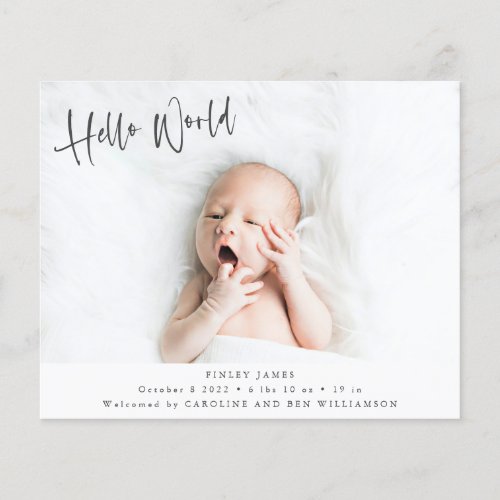 Budget Two Photo Double Sided Birth Announcement
