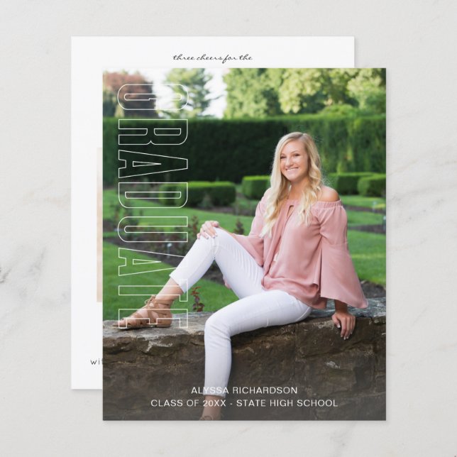 Budget Two Photo Fun Type Graduate Announcement  (Front/Back)