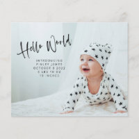 Budget Two Photo Hello Newborn Birth Announcement