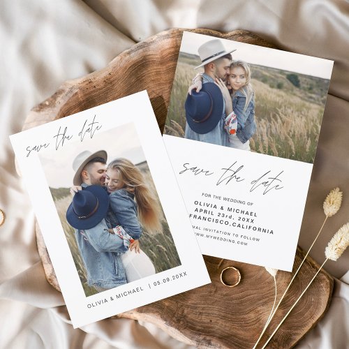 Budget Two Photo Save the Date Elegant Minimalist Flyer