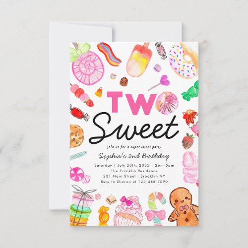 Budget TWO SWEET Candy Land Kid Candyland Birthday Note Card