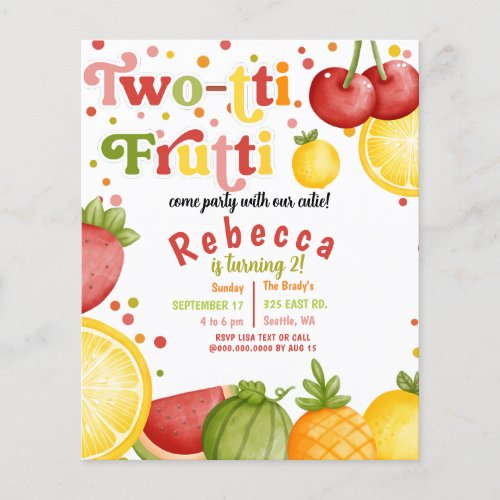 Budget Two_tti Frutti Second Birthday Party Invite