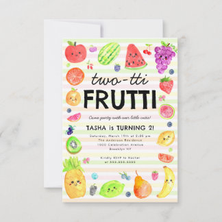 Budget TWO-tti Frutti Summer Fruit 2nd Birthday Note Card