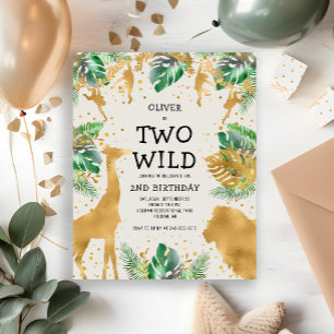 Budget Two Wild Ecru Gold 2nd Birthday Invitation