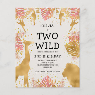 Budget Two Wild Pink Ecru Girls 2nd Birthday