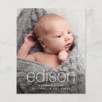 Budget Type Baby Photo Birth Announcement