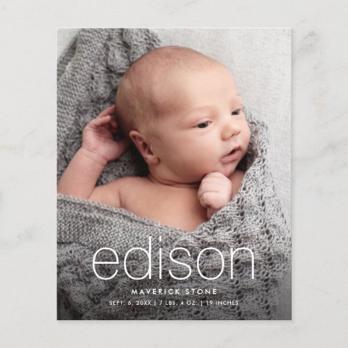 Budget Type Baby Photo Birth Announcement