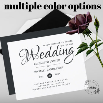 Budget Typograhy Wedding Invites - Modern Charcoal by invitationz at Zazzle