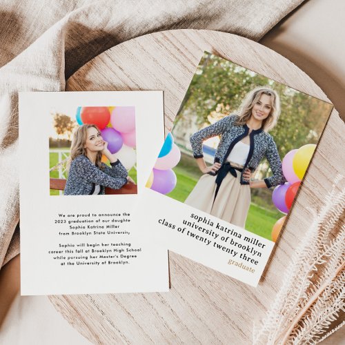 Budget Typography 2 Photo Graduation Announcement