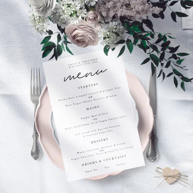 Budget Typography Any Color Script Wedding Menu
