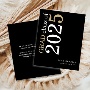 Budget Typography Black 2025 Grad Announcement