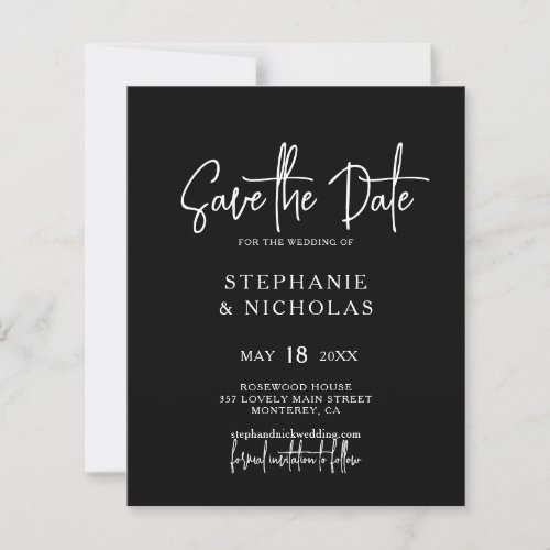 Budget Typography Black QR Code Save the Date