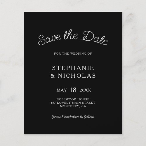 Budget Typography  Black QR Code Save The Date Flyer
