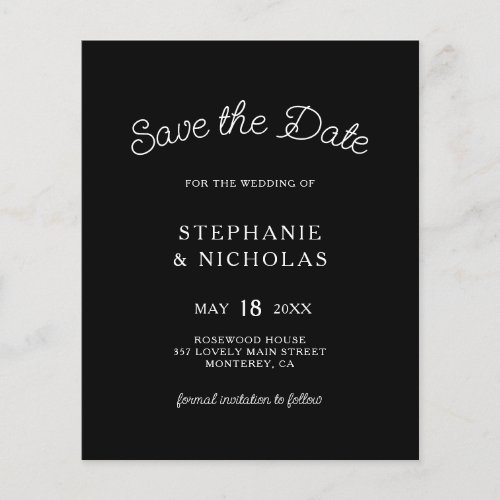 Budget Typography  Black QR Code Save The Date Flyer