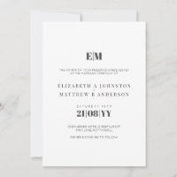 Budget Typography Black White Wedding Invites